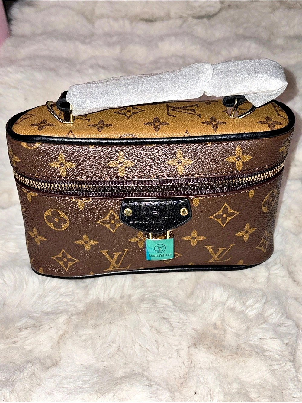 Monogram nano cosmetic Bag in Brown & Gold